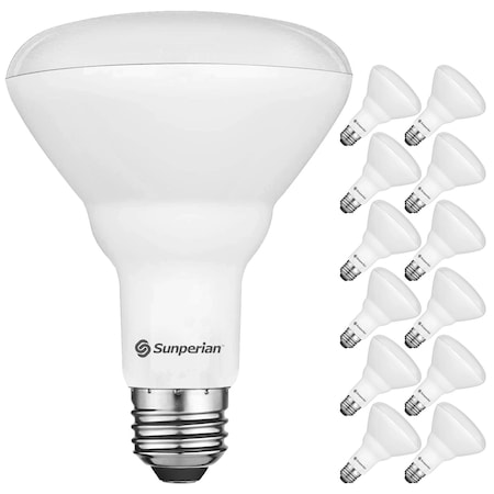 Sunperian BR30 LED Flood Light Bulbs 8.5W (65W Equivalent) 800LM Dimmable E26 Base 12-Pack SP34014-12PK